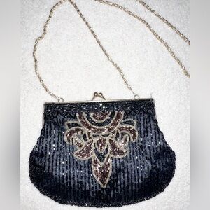 Black and Gold Beaded Purse